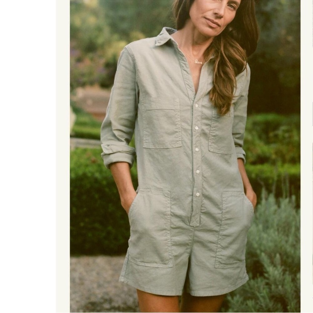 Frank & Eileen Sage/ Army Green Ireland Playsuit long sleeve XS NWOT - Picture 4 of 10